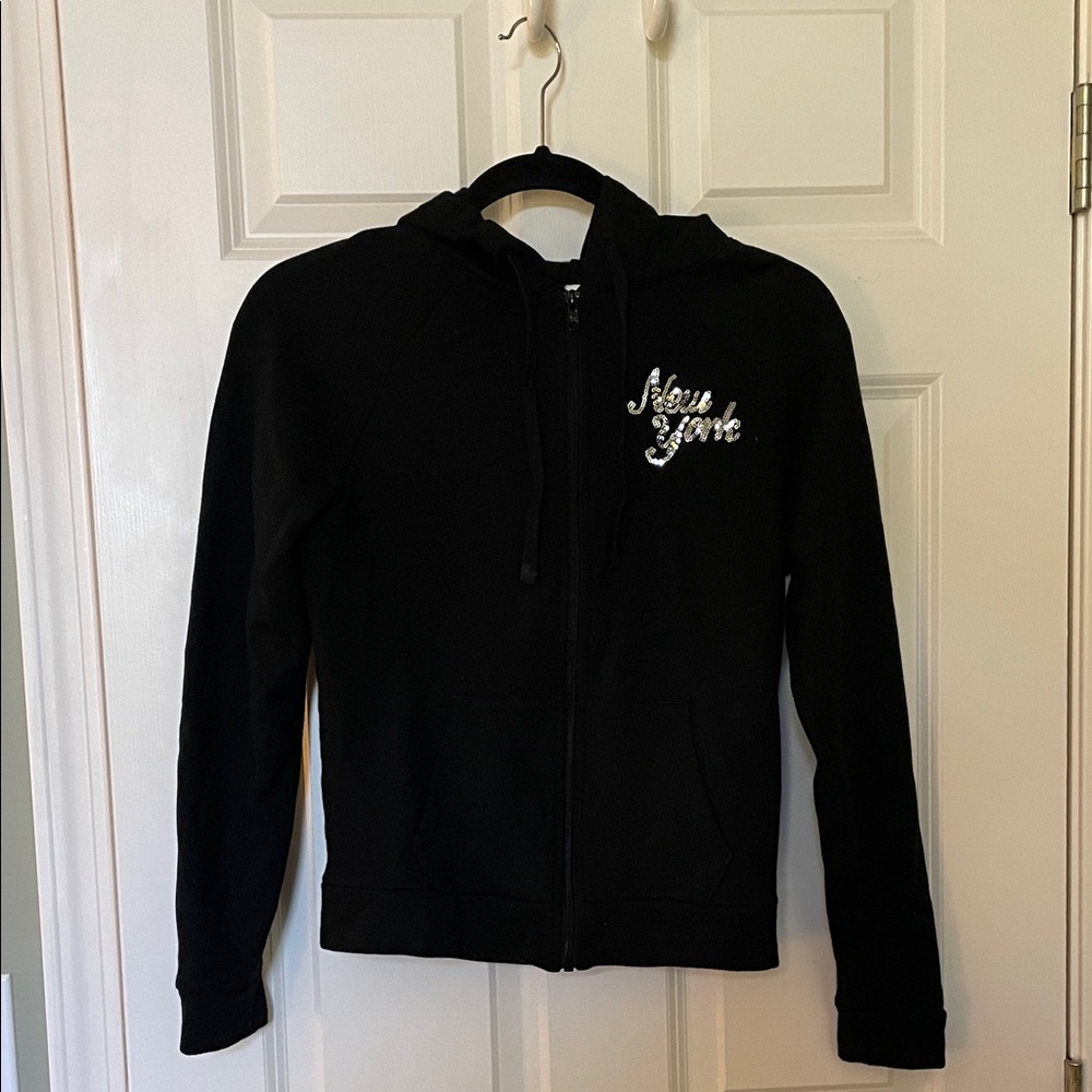 PINK Victoria's Secret Black New York Bling Hoodie